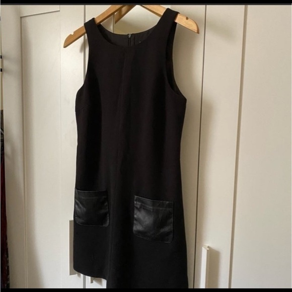 Incity Black Dress with Faux Leather Pockets Size Small/44 - Picture 4 of 9